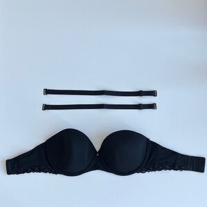 Natori Pure Luxe Strapless Contour Underwire Black Bra 30D